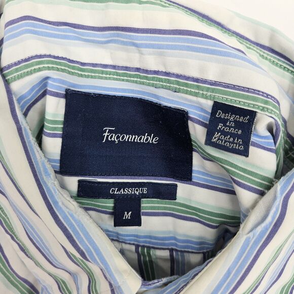 Faconnable Shirt Mens Medium Button Down Long Sleeve Casual Preppy FLAWS - Picture 11 of 12